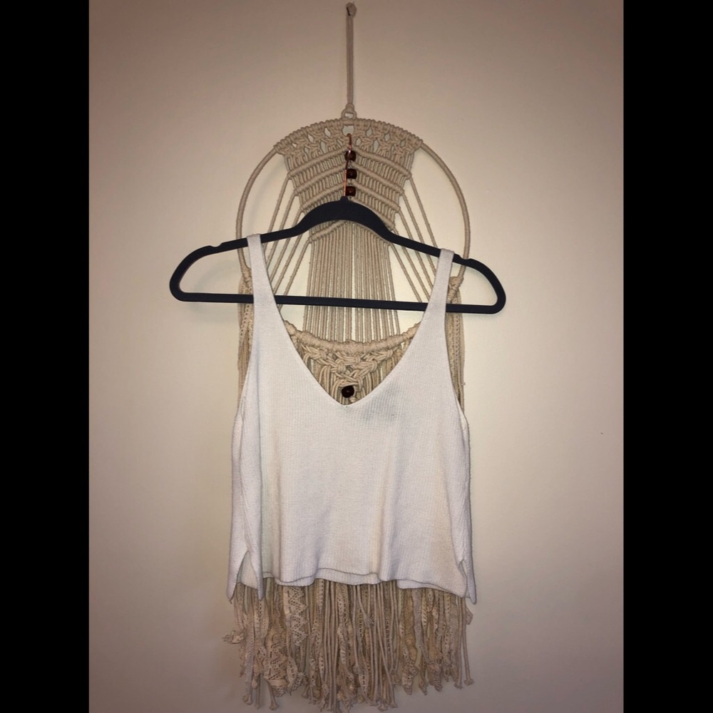 White Knit Crop Top